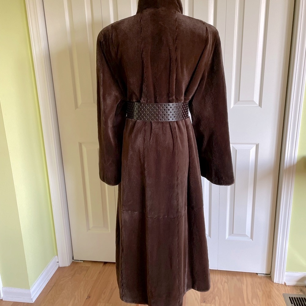 SAGA MINK Sheared Dark Brown Mink Long Coat XL Mint 💥 - Picture 6 of 11